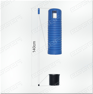 Glasfieberstiel 1,40m - weiss/Blaugriff